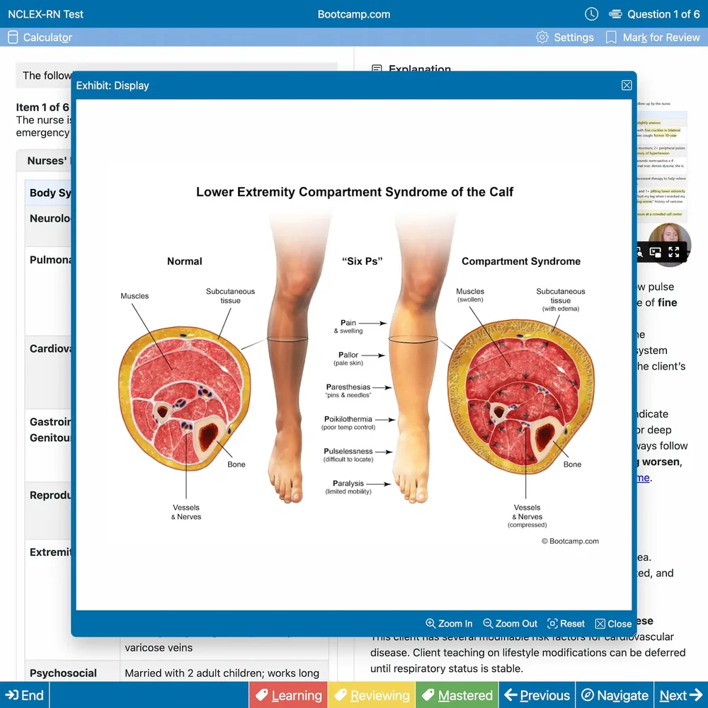 NCLEX Bootcamp NGN case study interface