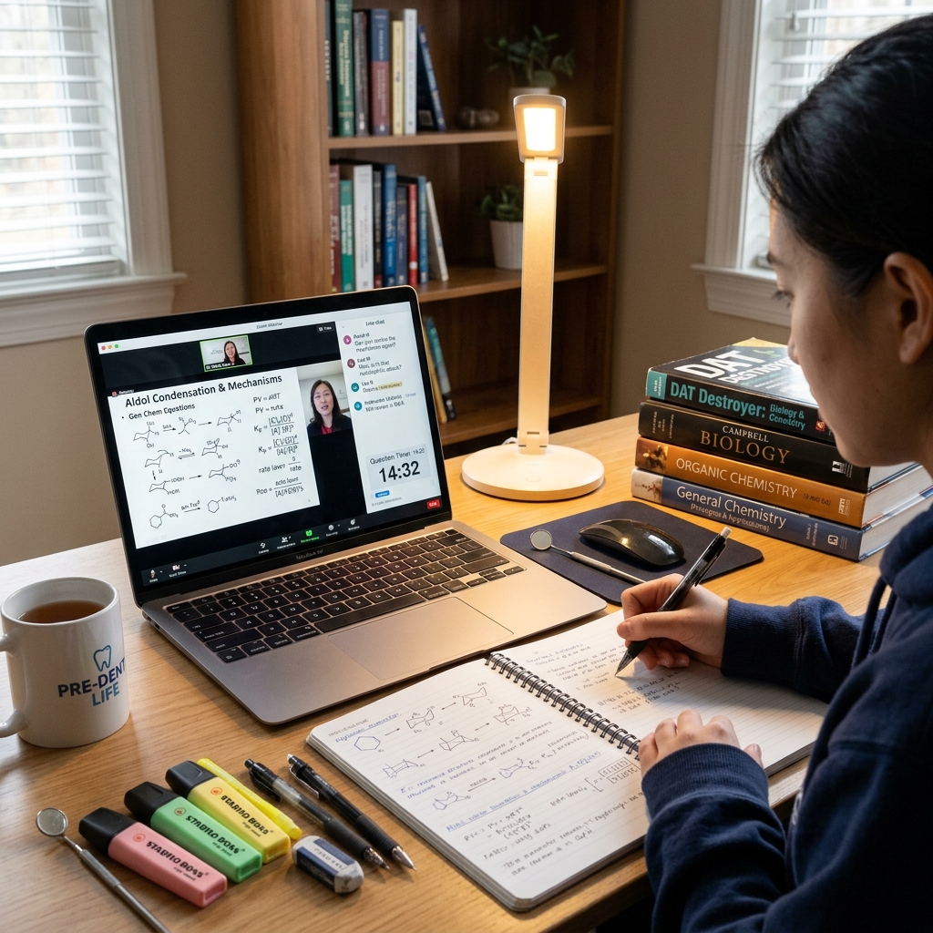 Kaplan DAT course interface and textbook materials